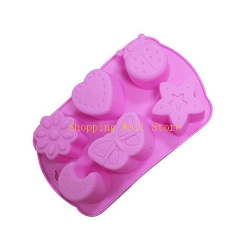 KX4B 6 Cavitys Molds Baking Molds Fondant Molds Silicone Candy Molds Insect