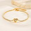 Luxurious Heart Zircon Chain Bracelet for Women,Gold Color Stainless Steel Link Chain Bracelets,Fashion Jewelry Gift