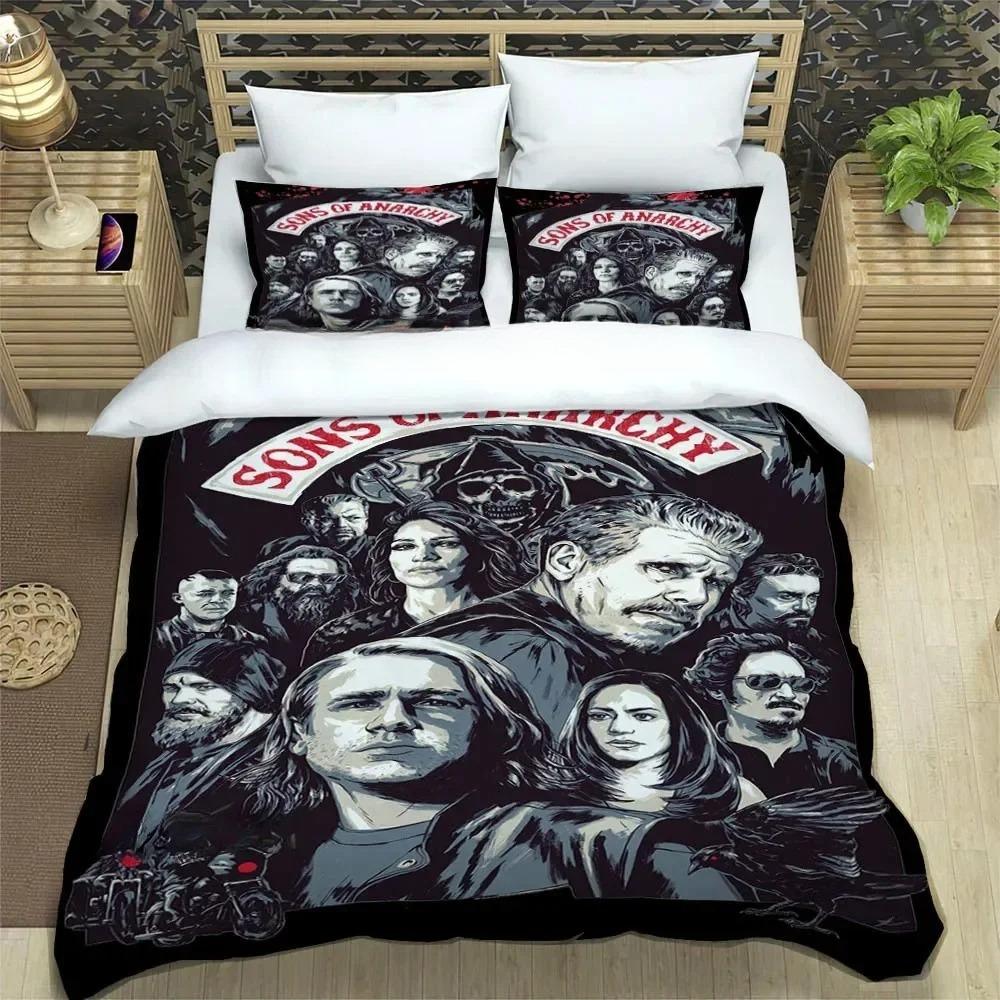 

Sons Of Anarchy Retro Printed Bedding Sets Exquisite Supplies Set Duvet Cover Bed Comforter Set Bedding Set Luxury Birthday Gift EU single(135x200cm)