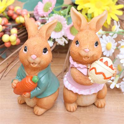 2pcs Bunny Animal Easter Decoration Standing Bunny Outdoor  Statue Small Garden Bunny Decoration Yard Bunny Ornaments Decor Garden Statue
