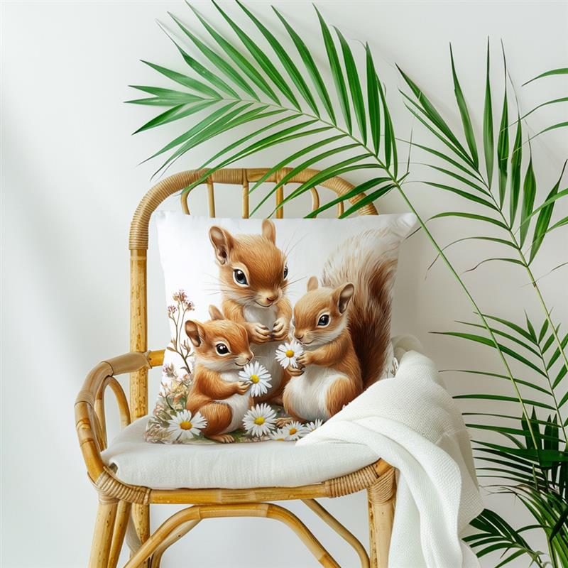 Eichhörnchen Blumen Gedruckte Dekorative Kissen Kissenbezug Polyester Kissenbezug Wurfkissen Sofadekoration Kissenbezug Zuhause