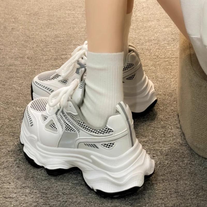 Luxury Women's Platform Sneakers Mesh Breathable Height-enhancing Casual Shoes Versatile Fashion Women's Fitness Vulcanized Shoe
