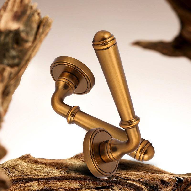 Nordic Style Bedroom Solid Wood Door Silent Handle Split Lock