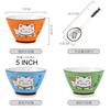 Japanese Ceramic High Bowl Multi-Sized Colorful Lucky Cat Soup Bowl Salad Bowl Underglaze Children Kitchen Household Tableware