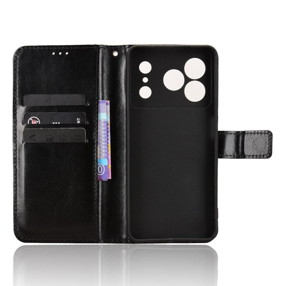 Pouzdro z PU kůže pro Doogee Note 56/Note 56 Pro/Note 56 Plus s texturou Crazy Horse, Peněženkové pouzdro na telefon s popruhem