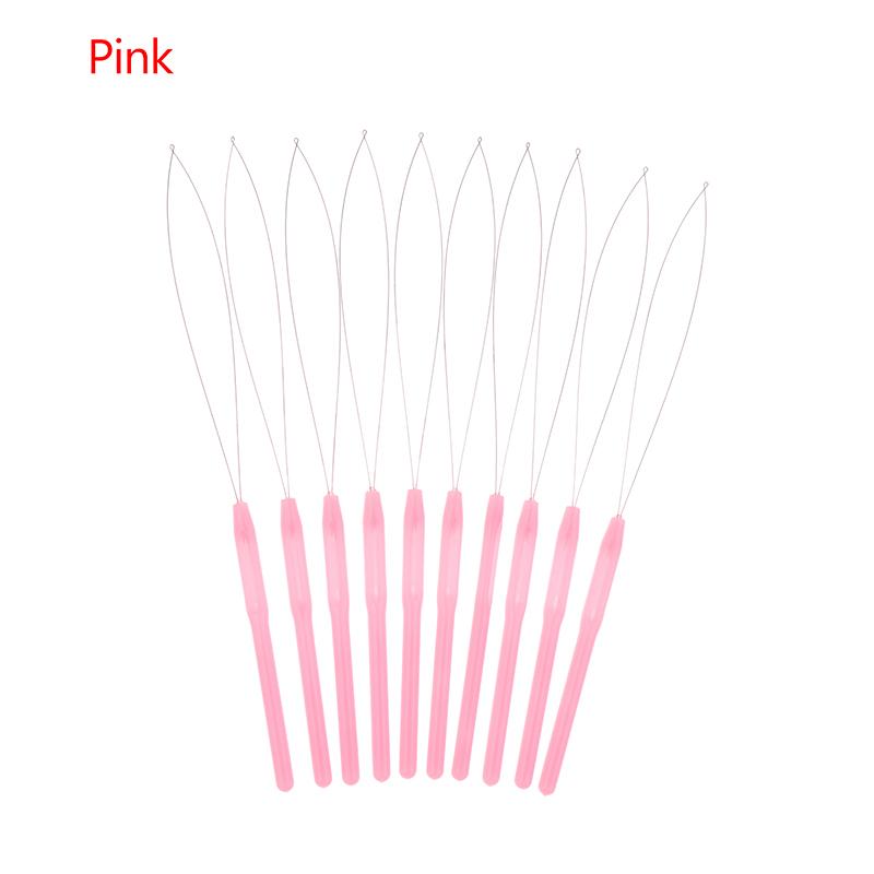 10 ks Nástroj na prodlužování vlasů s očkem, háček na protahování, navlékač jehly s očkem pro silikonové mikrokroužky