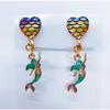 Meteor APAC Minacute Heart & Mermaid Earrings Green & Pink Size: Approx. W7 D1 H3 Q9109