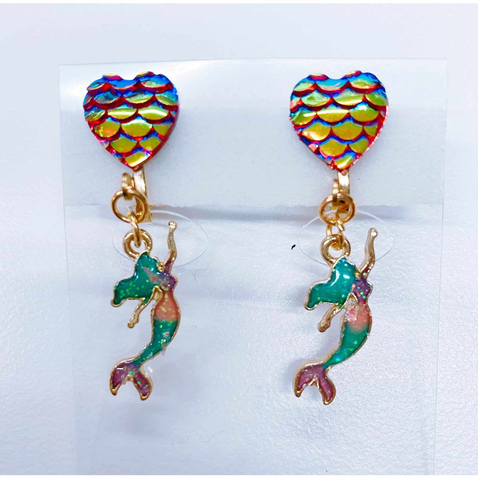 Meteor APAC minacute Heart & Mermaid Earrings Green & Pink Size: Approx. W7 D1 H3 Q9109