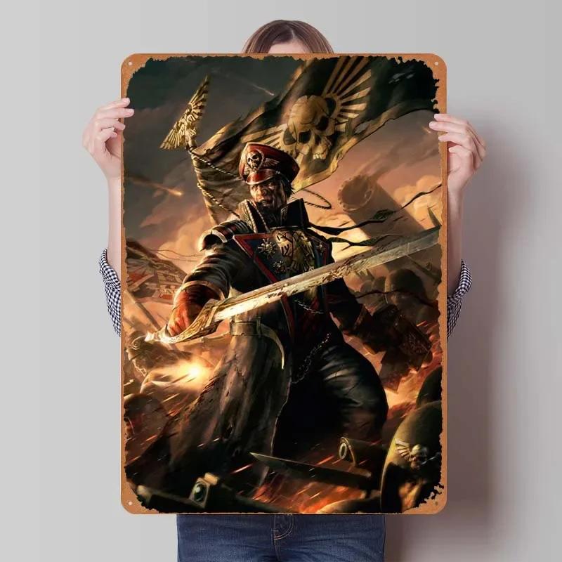 W-Warhammers Metallschild Anpassbare Spieleposter Vintage Heimdekoartikel Retro Blechschild für Gamerzimmer-Dekoration Wand