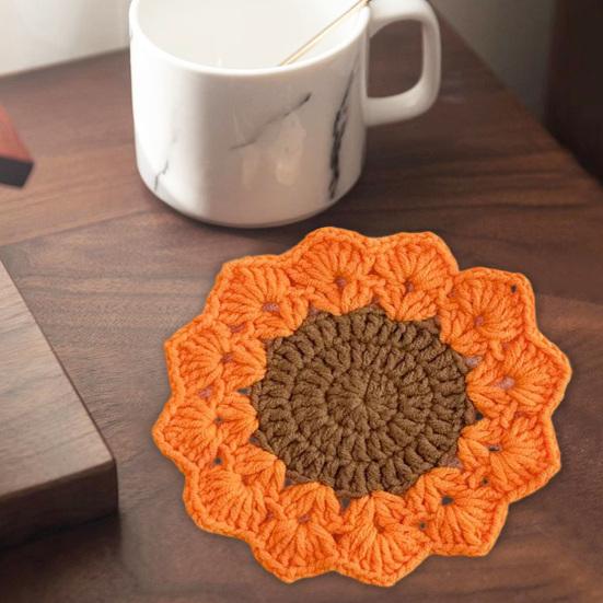 Flower Knitted Coasters Heat Insulation Placemat Non-slip Coaster Anti-scald Table Mats Kitchen Accessory