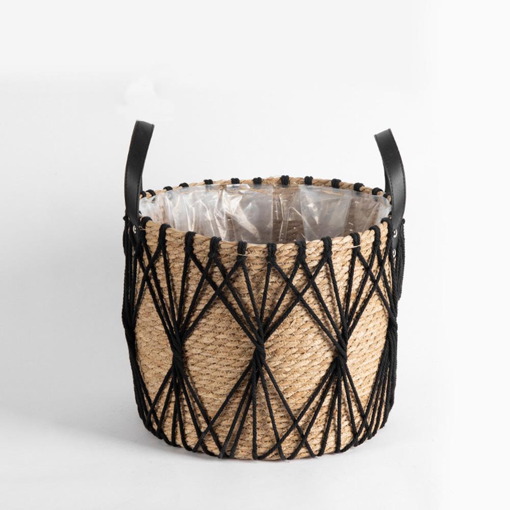 Rattan Storage Basket Living Room Flower Pot Home Decor Durable Net Pocket Pot Outdoor Lawn Decoration