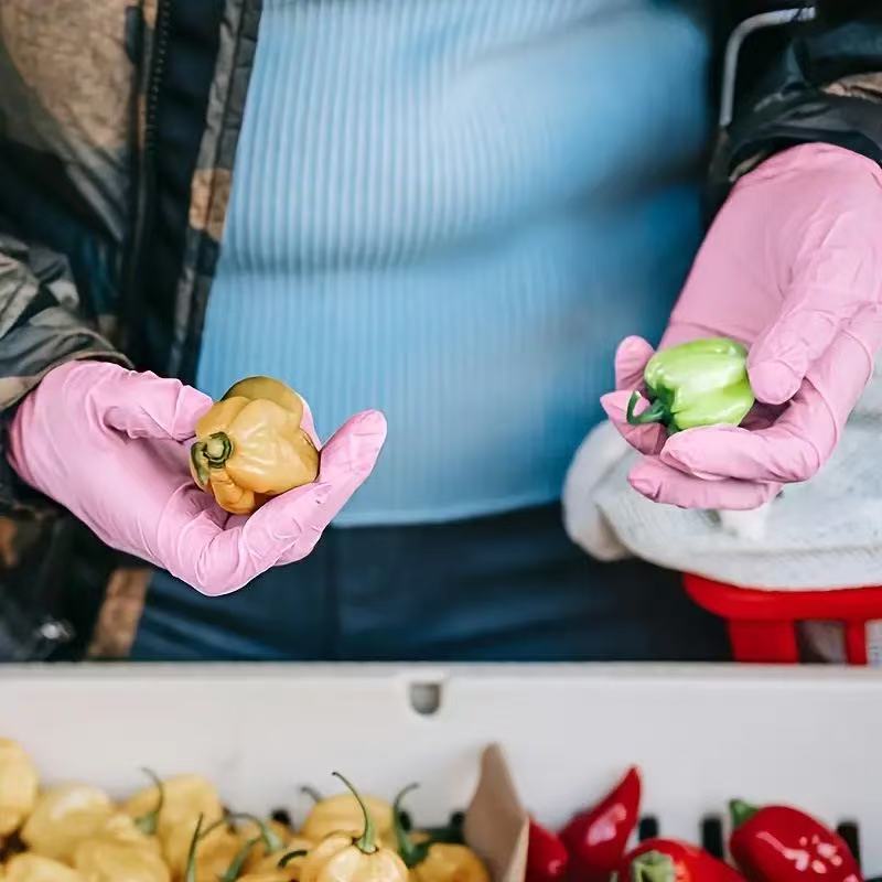 100PCS Light Pink Disposable Nitrile Gloves Waterproof Anti-static Durable Light Pink Gloves For Kitchen Cooking Tools