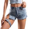 Sexy High-Waisted Broken Holes Tight Package Hip Jeans Female Denim Shorts