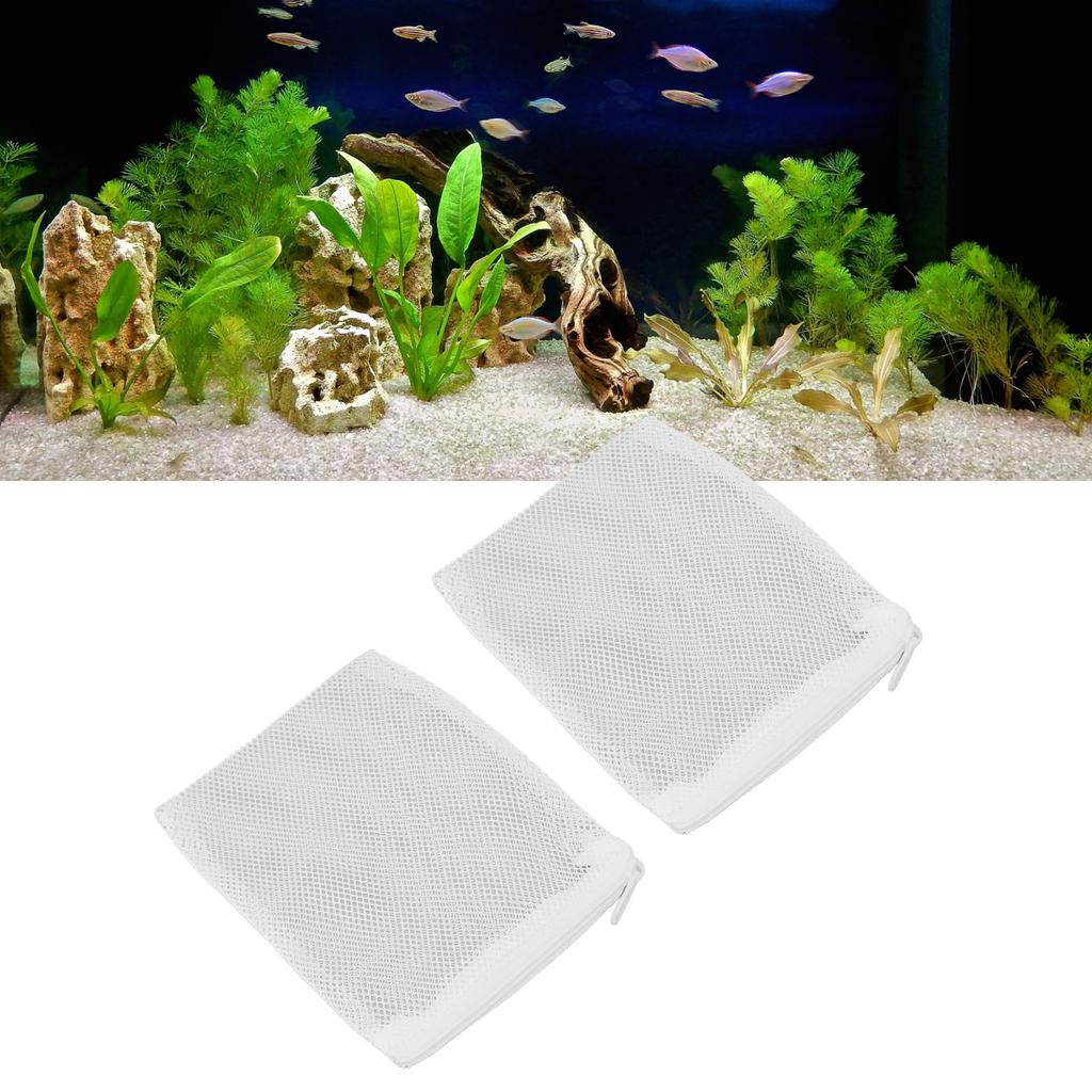 10 ks sáčků na filtrační média do akvária s opakovaně použitelnými rybími jemnými síťovanými sáčky pro aktivní uhlí, keramické kroužky