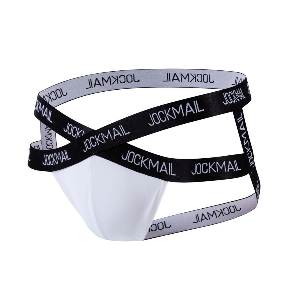 Jockstraps JOCKMAIL Sexy Cross Band mit Gummiband, Buchstabenaufdruck, einfarbig, Eisseide-Stoff, tägliche lässige Low-Rise Herren-Stringunterwäsche