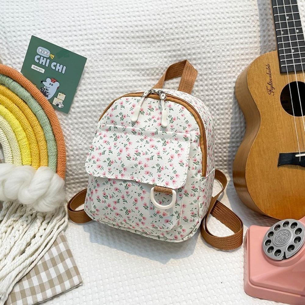 New Mini Backpack Floral Printed Corduroy Storage Bag Sweet Korean Version Rucksack Gift