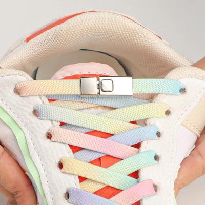1Pair Rainbow Elastic Laces Sneakers Press Lock Shoelaces Without Ties Kids Adult New Locks No Tie Shoe Laces Shoes Accessories