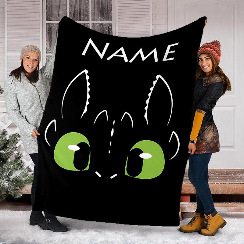 Personalized Custom Name Blanket - How To Train Your Dragon Toothless Print Design,Blanket for Sofa,Bed,Travel,Camping - Soft and Warm, Great Gift