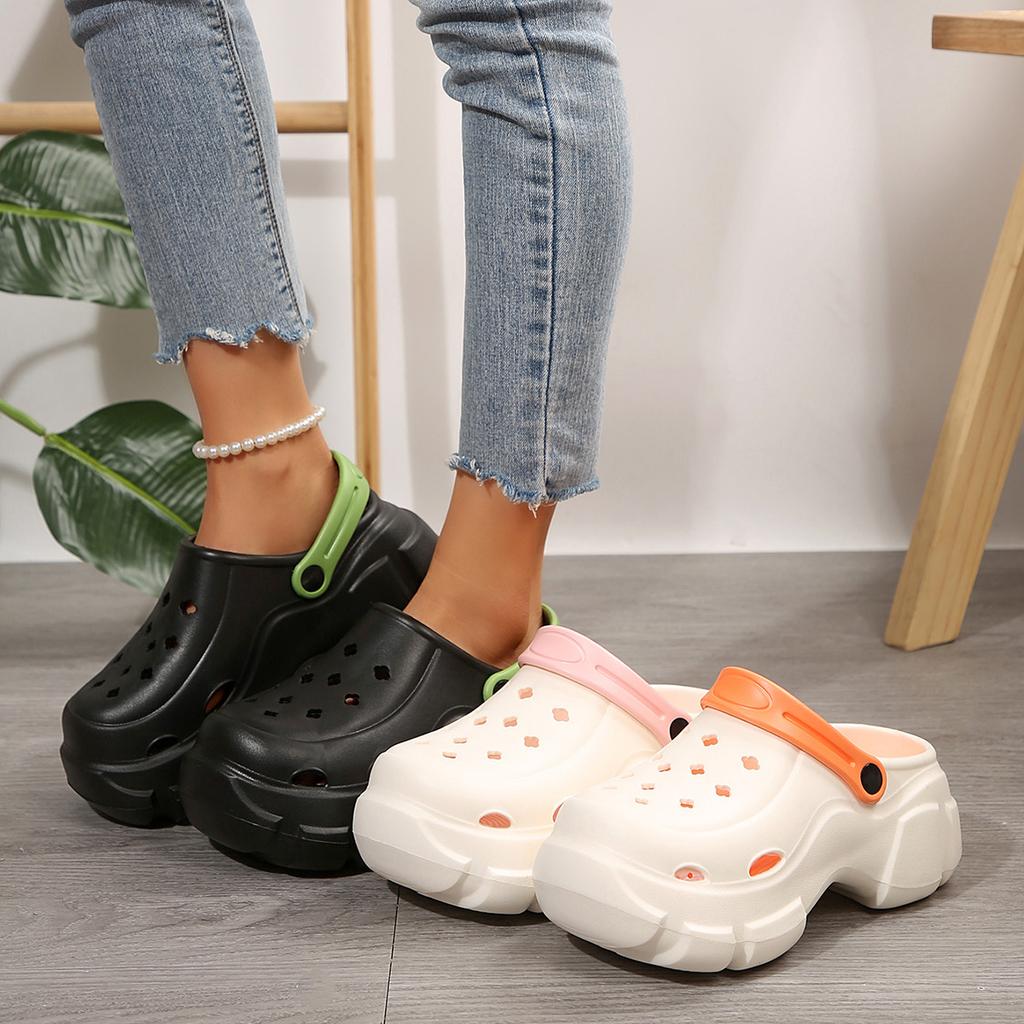 Mode Damen Plateau-Slipper Geschlossene Zehenpartie Rutschfeste Strandsandalen Frau Leichte Designer-Schuhe Hausschuhe zum Hineinschlüpfen Pantoletten Damen