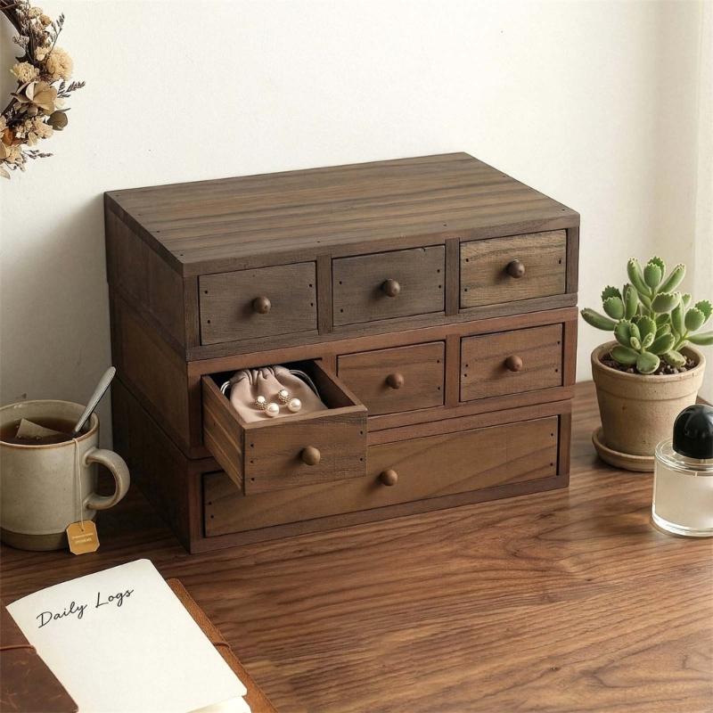 Holz Schreibtisch-Organizer Mit Mehreren Fächern Für Büros Heimdekoration Aufbewahrungsbox Für Schreibwaren Kosmetik