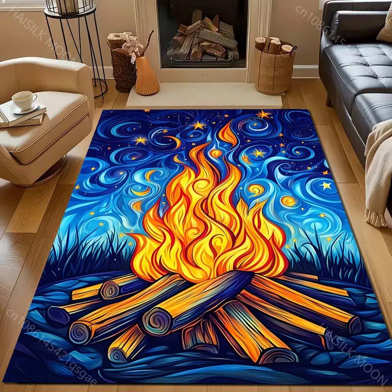 Tapijt met Sterrenhemel en Vreugdevuurprint voor Slaapkamer Woonkamer Bedzijde Bank Vloermat Moderne Huisdecoratie Vloerkleed Luxe Cadeau