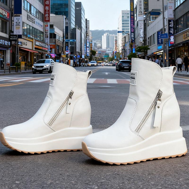 Small slim inner height increase high-top shoes women's platform new winter leisure sports Martin boots