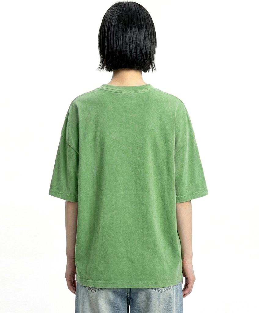 REBRENNER Dtf Basketball Pigment Short Sleeve T-Shirt Green