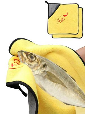 Fish Grab, Fishing Towel, Grip Pliers, Rod Cleaner, Fish Grip, Hand and Fish Protection, Convenient Tool (Yellow X Yellow)