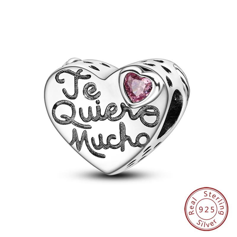 

Copper Happy Family Heart-Shaped Charms Beads Fit Original Bracelets Diy Mother S Day Birthday Jewelry Gift