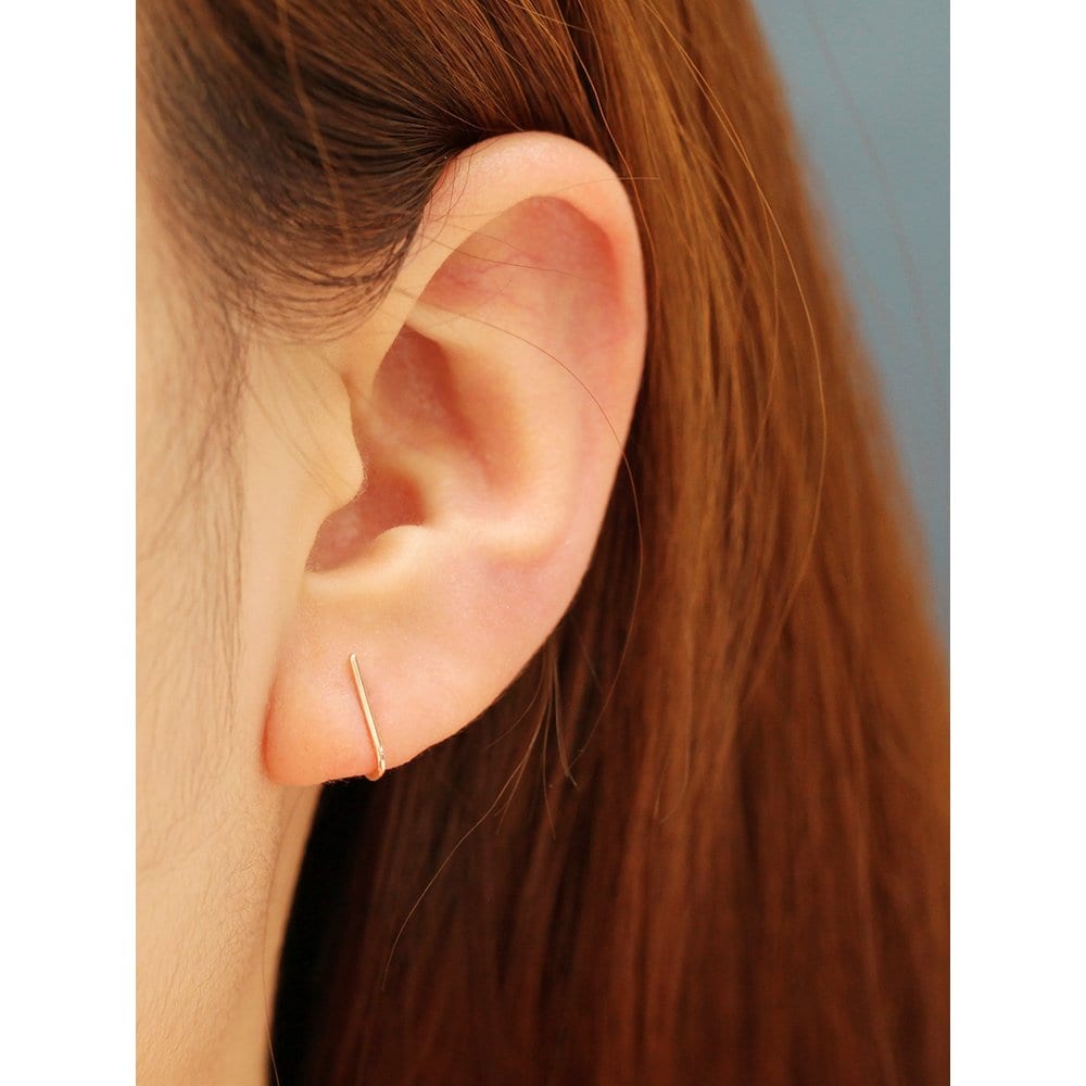 14K Minimal Stick Ear Cuff Piercing Earrings
