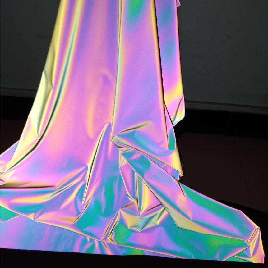 Iridescent Gradient Reflecterend Vierweg Stretch Stof in Zeven Kleuren