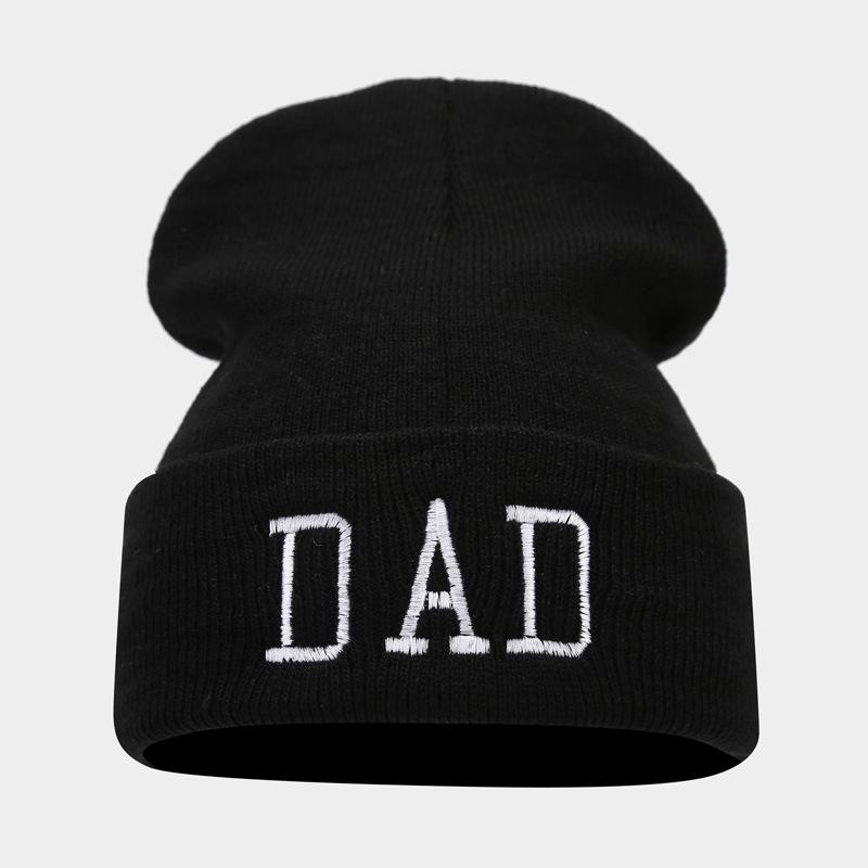 Autumn Winter DAD MOM Embroidery Round Machine Knitted Hat Mom Dad Knitted Hat Cold Hat