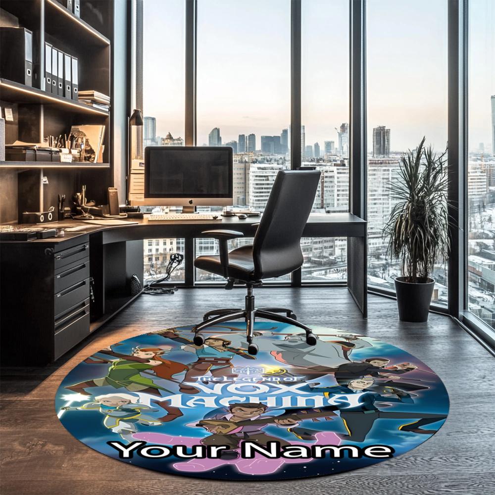 Custom Name Vox Machina Printed Round Rug Carpet Chair Rug Area Rug Entryway Doormats,for Office Chair Living Room Bedroom Kitchen Room.