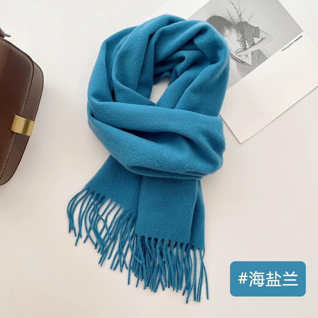 100% Wool Winter Scarf For Women Long Warm Cashmere Scarves Hijab Solid Lady Shawl Wrap Female Pashmina Bandana Head Scarfs