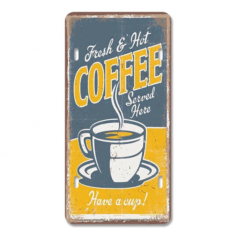 Coffee Licenses Vintage Metal Tin Signs Retro Plate Coffee Time Posters Plaques for Cafe Kitchen Living Room Home Wall Art Decor