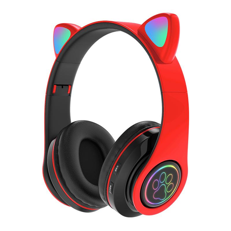 Luminous Bluetooth headset Headset Cat ear Mobile phone Wireless subwoofer Game headset Universal