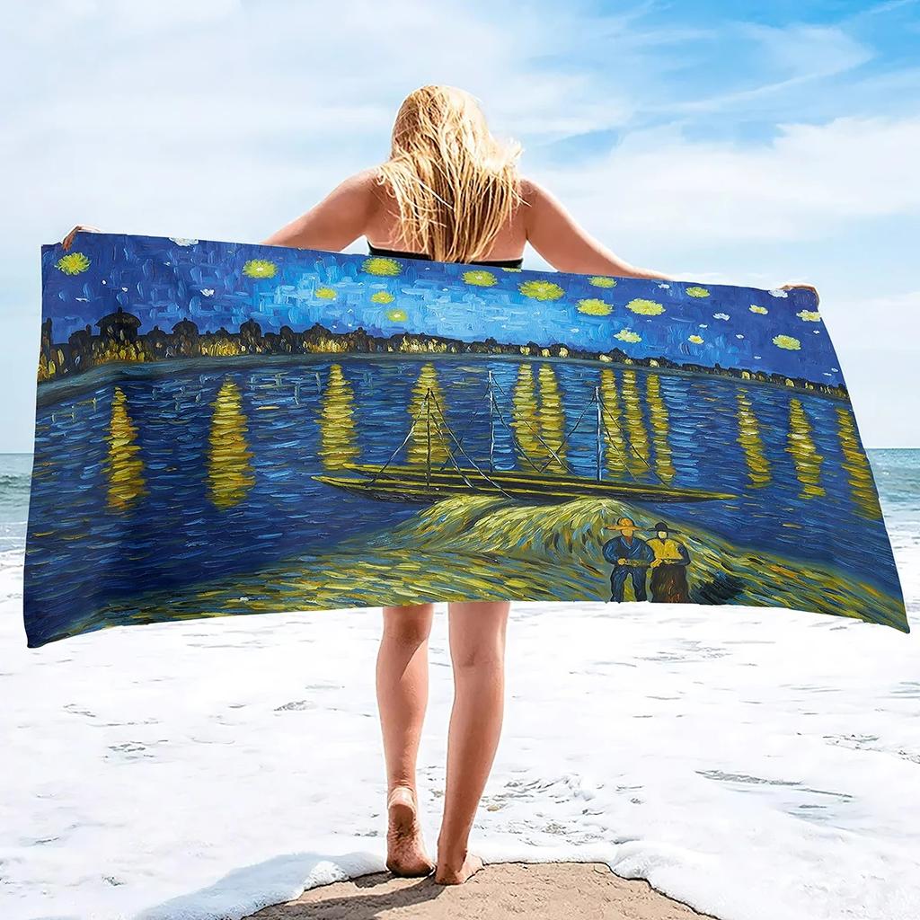 Starry Night Sand Free Beach Towels Absorbent Oversized Bath Towel Large Size Hand Towels for Swimming Bathroom Pool