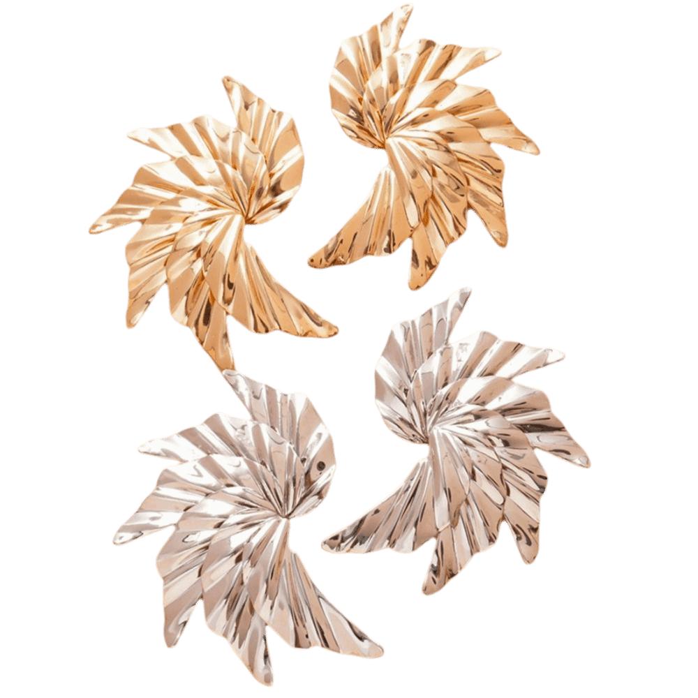 Steel Needle Metal Pleated Earrings Pleated Metal Stud Earrings Fashion Jewelry