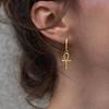 Personalized Angel Cross Stainless Steel Earrings for Women, 18K Gold Plated Pendant