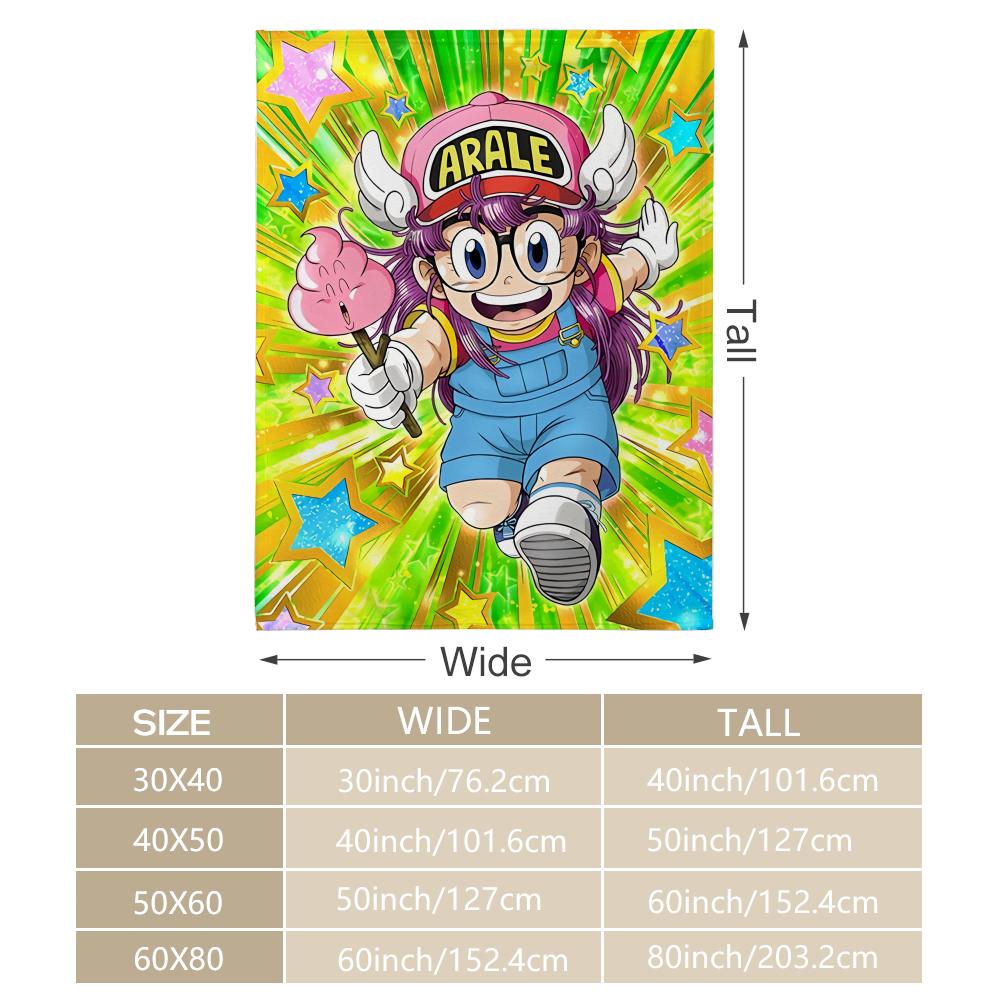 Kawaii A-Arale Anime Throw Soft Flannel Blanket Warm Knee Skin-Friendly Throw for Sofa Office Bed Traveling Winter Oversize