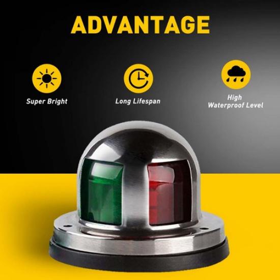 2 in 1 16LED Navigation Bow Light For Marine Yacht Boat Pontoon 12V Red Green