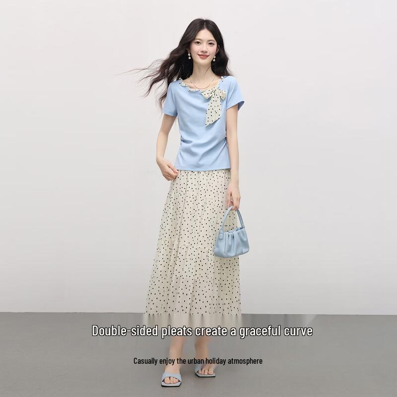 Women's Vacation Style Polka Dot Bow T-Shirt