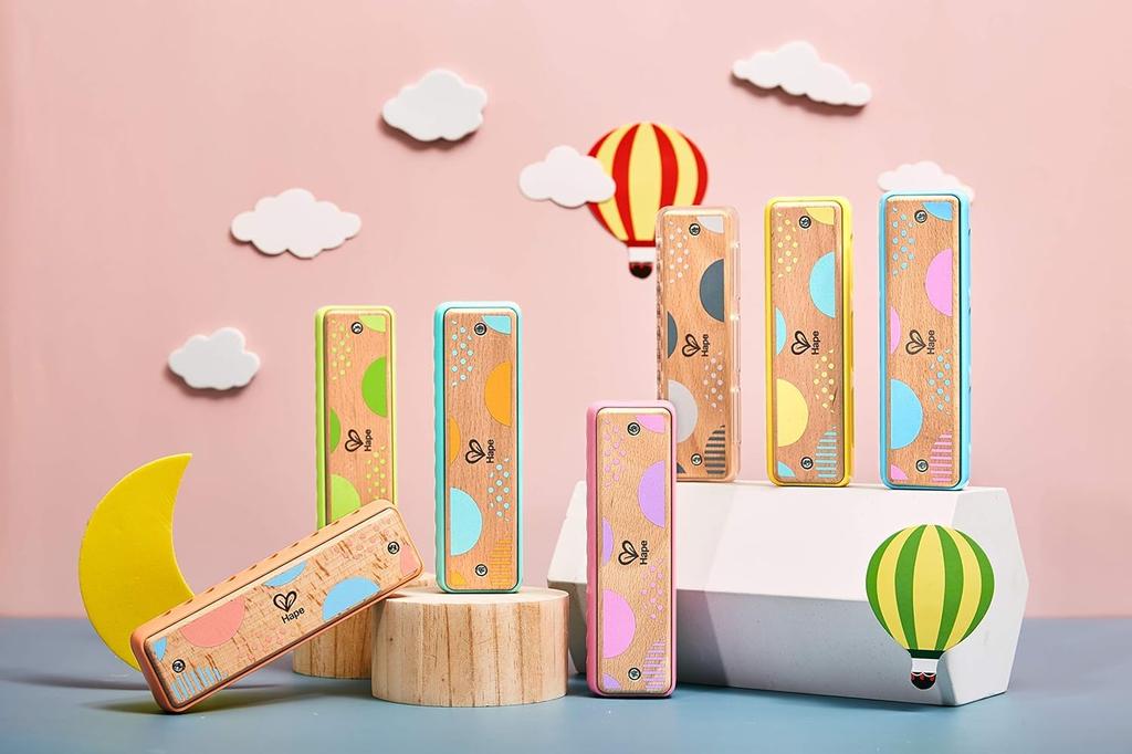 Hape x x Ages 3 and Wooden Musical E8916 Harmonica, Blue-Green, 4.4 14.5 2.6 cm, Up, Instrument, Toy,