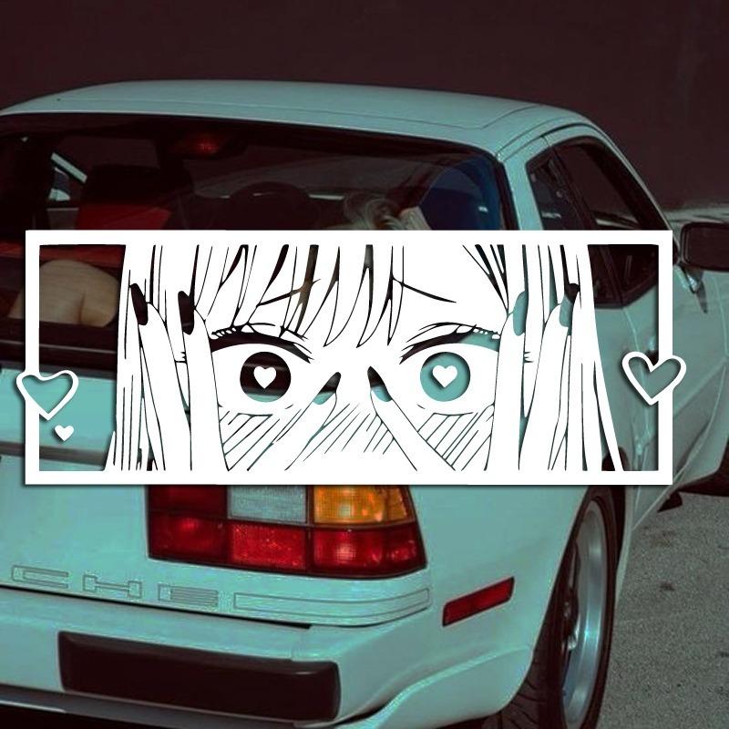 Shy anime girl with love eyes decal,jdm style japanese anime style high quality for windows,For a Unique look!