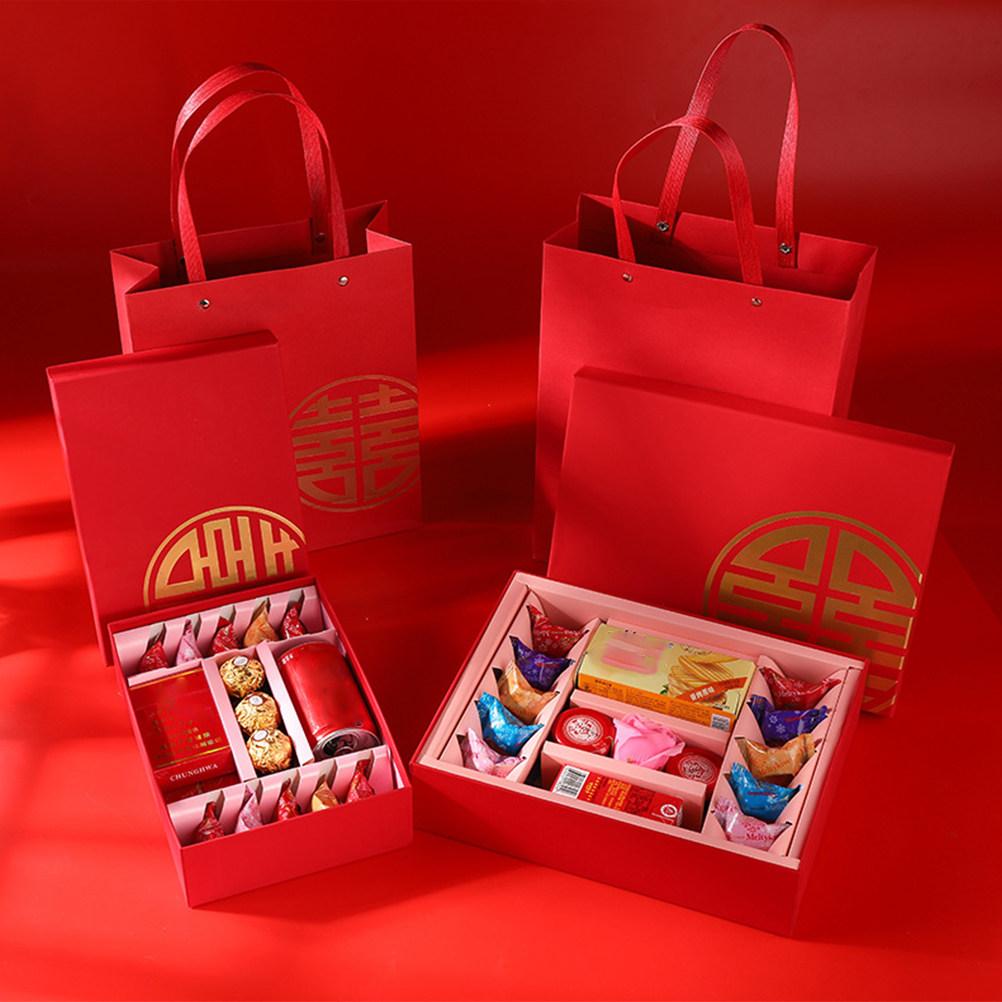 2Pcs Chinese Wedding Gift Boxes Chic Exquisite Paper Box Large Size Candy Flower Packaging Party Gift Supplies