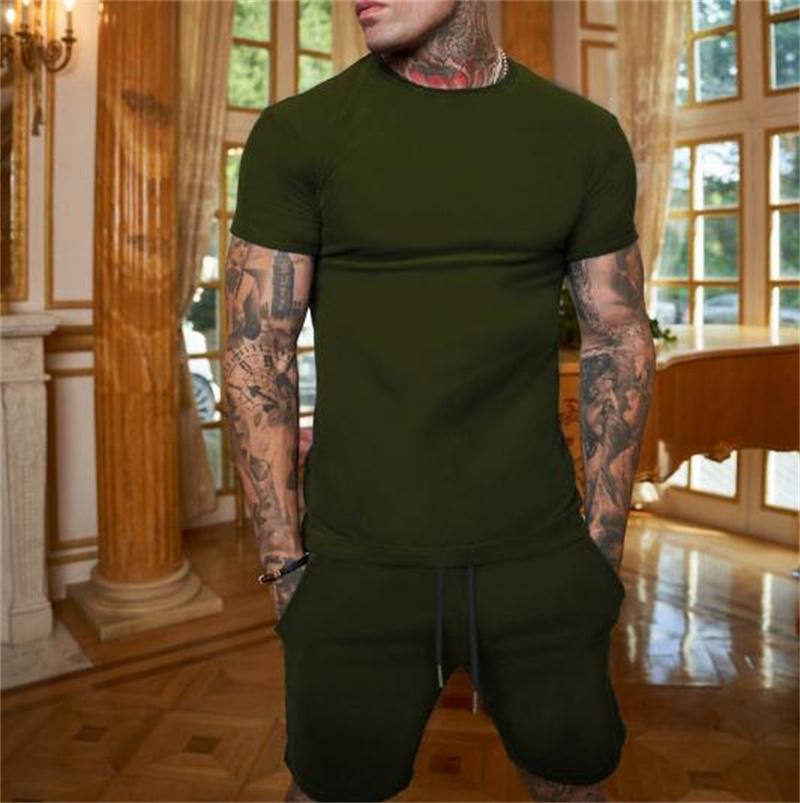 NEW Fashion Casual Tracksuit Summer Outdoor Sports Suit Men's Breathable Short Sleeve T-shirt+shorts Men's Suit Two-piece Set