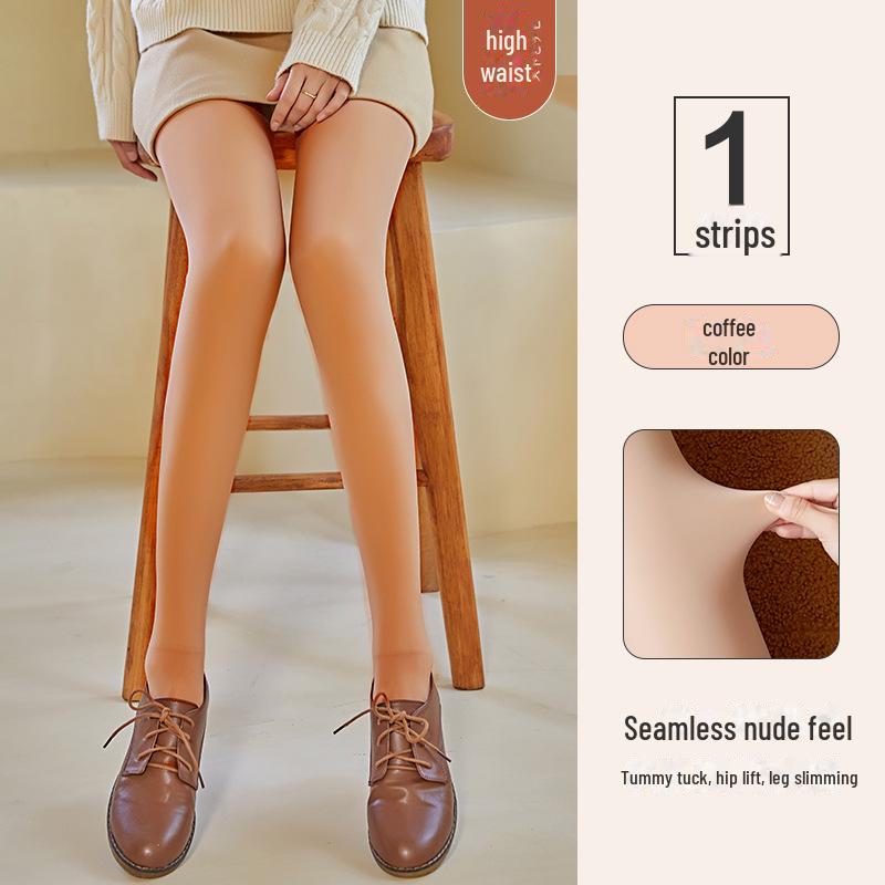 Women's Sheer Nude Leggings, Velvet-Lined for Autumn/Winter