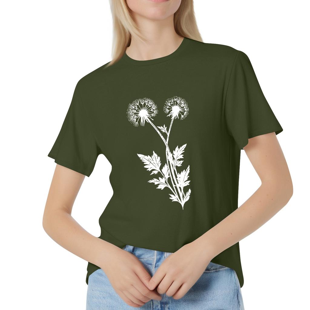 Women's Fashion Casual Printed Short Sleeve Round Neck Pullover Tops