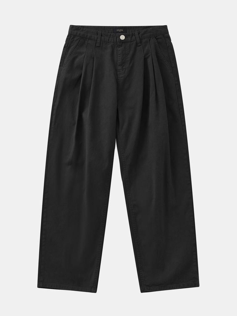 IKALOOK Spring/Autumn Loose Fit Double-Pleat Washed Pants Dpt114
