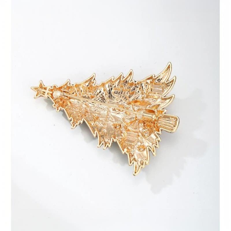 1Pcs Bowknot Christmas Tree Brooch Elegant Pine Tree Design Pin for Women Daily Wear Christmas Party Accessory